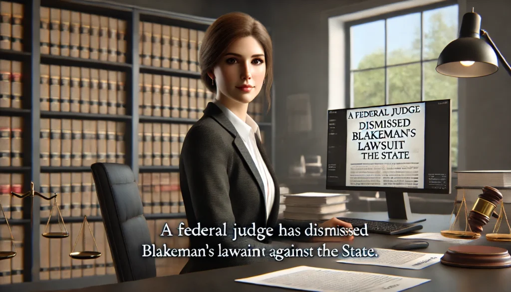 a federal judge has dismissed blakeman's lawsuit against the state